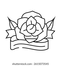 rose tattoo art vintage line icon vector. rose tattoo art vintage sign. isolated contour symbol black illustration