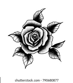 Rose Tattoo Dot Work Stock Vector (Royalty Free) 790680877 | Shutterstock