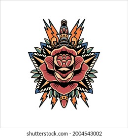 rose tattoo illustration vector design