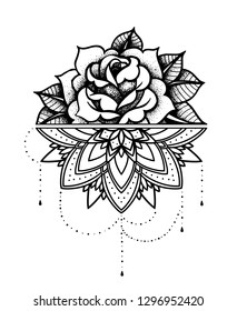 Rose Tattoo Mystic Symbol Flower String Stock Vector (Royalty Free ...