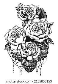 4,865 Mandala Rose Tattoo Images, Stock Photos & Vectors | Shutterstock