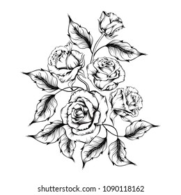 Hand Drawing Flower Isolated On White Stock Illustration 349335806 ...