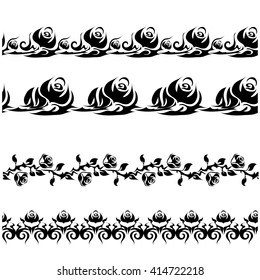 Rose tattoo stencil, lace or pattern brushes elements.