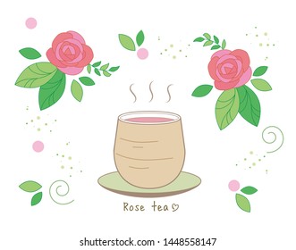 Rose tea set / Hot tea and Asian style cup