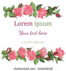 Rose template isolate on white. Excellent for gift boxes, greeting cards, announcements, posters and invitations of the wedding, birthday, Valentine's Day