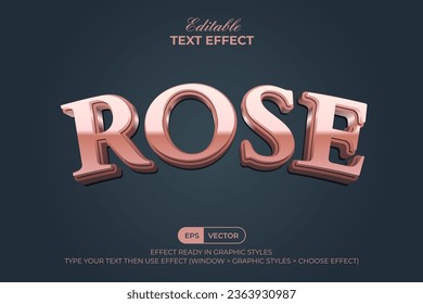 Rose Text Effect Gold Style. Editable Text Effect Curved Style.