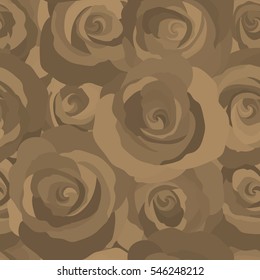 Rose texture vector Illustration. Abstract seamless pattern with stylized beige rose flowers. Hold rose flower.