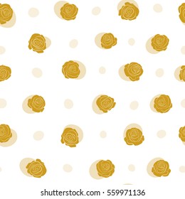 Rose texture vector Illustration. Abstract seamless pattern with stylized yellow rose flowers. Hold rose flower.