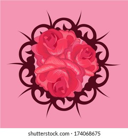 Rose thorn wreath. Vector