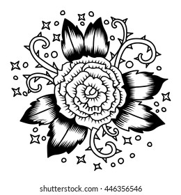A rose with thorns vector illustration. Tattoo style. 