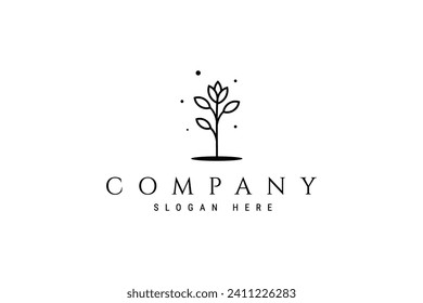 rose tree seed logo with line art design style