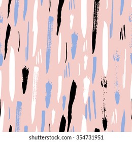 Rose Trendy seamless pattern with brush strokes. Geometric texture. Abstract background. 