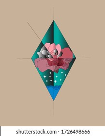 Rose triangle geometric art pattern design