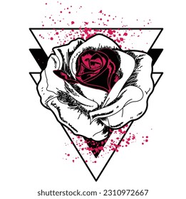 ROSA CON TRIÁNGULOS EN LOS PUNTOS DE PINTURA RETROCESO Y ROJO