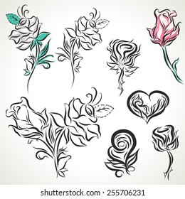 Rose of tribal tattoo set
