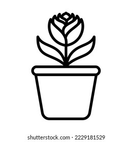 Rose, Tulip Flower Icon Logo Design Vector Template Illustration Sign And Symbol Pixels Perfect