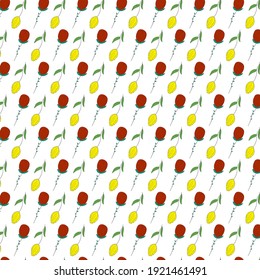Rose and tulip flowers pattern. Idea for decors, celebrations, ornaments, wallpapers, pictures. Isolated vector illustration with white background.