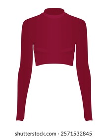 Rose turtle neck  crop t shirt. vector