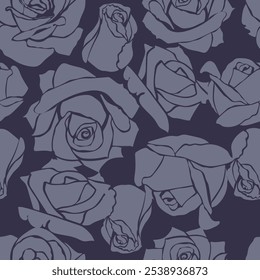 Rosa dois tons, floral romântico, Papelaria, Interiores, Sem emenda padrão monocromático com flores. Papel de parede, estilo gracioso retro. Design para a flor de rosa estilizada tendência têxtil, rosa abstrata