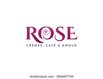 Plantilla de diseño del logotipo de la tipografía de rosa