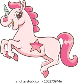 rose unicorn with gold teeth