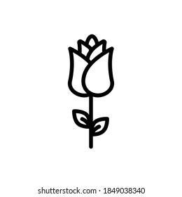 Rose (Valentine) Icon outline vector. Isolated on white background