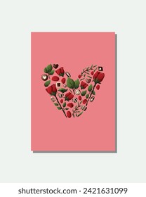 rose valentine love card illustration