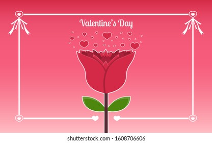 Rose Valentine's Day background with typography concept.vector and illustration