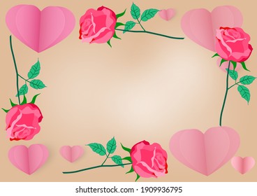 El día de San Valentín de Rose, el creativo papel cortó el corazón decorado con fondo