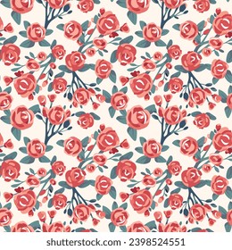 Patrón del Día de San Valentín Rosa. Flores románticas. Roses fondo vectorial sin fisuras. 