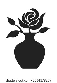 Rose Vase Silhouette vector illustration