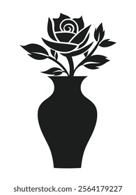 Rose Vase Silhouette vector illustration