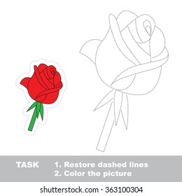 Rose in vector to be traced. Restore dashed line and color the picture.