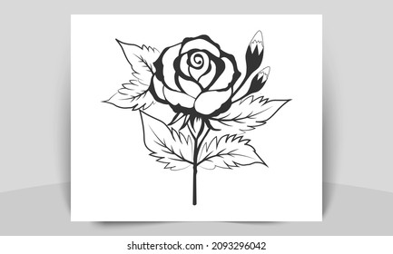 rose vector Bllack color on White background