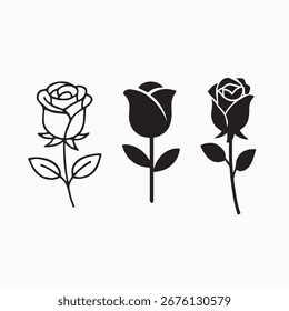 Rose Vector Collection | Flower Icons in Minimal, Line Art, and Silhouette Styles