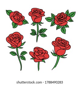 Rose vector collection isolated background