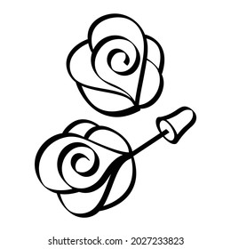 Rose, Vektorfarbbuch einzeln auf weißem Hintergrund10