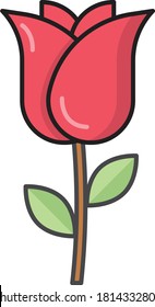icono de color plano del vector de rosa 