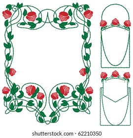 rose vector floral border in vintage style