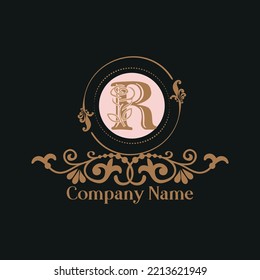 Rose vector floral  R letter logo design