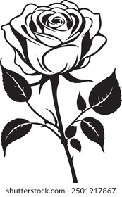 Rose, Vektor, Blume, Silhouette, einfach, Illustration, Symbol, Muster, schwarz, Zweig, Schablone, Design, weiß, Blatt, Form, doodle, Skizze, floral, Tattoo, Blüte, Dekor, Dampf, Kunst, abstrakt, Garten,