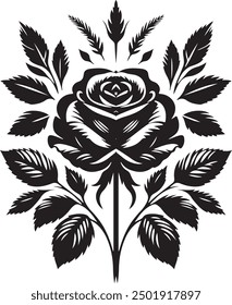 rose, vector, flower, silhouette, simple, illustration, icon, pattern, black, branch, stencil, design, white, leaf, shape, doodle, sketch, floral, tattoo, blossom, decor, steam, art, abstract, garden,