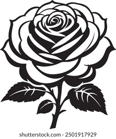 rose, vector, flower, silhouette, simple, illustration, icon, pattern, black, branch, stencil, design, white, leaf, shape, doodle, sketch, floral, tattoo, blossom, decor, steam, art, abstract, garden,