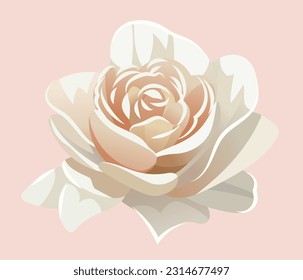 Rose vector flower for wedding invitation, elegant set of decorative design elements. Floral pastel vector style stock illustration