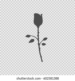 Rose vector icon eps 10. Flower symbol. Simple isolated illustration on transparent background.