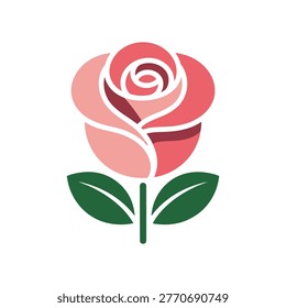 Rose vector icon graphic isolated sketch illustration on white background.
