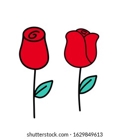 Rose vector icon Vector Illustration isolated on white background.