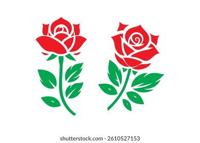 Rose vector icon silhouette on white background. (03)