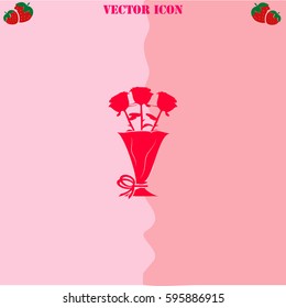 Rose vector  icon. Strawberry Background.