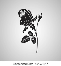 Graphic Detailed Black White Rose Branch Stock Vector (Royalty Free ...